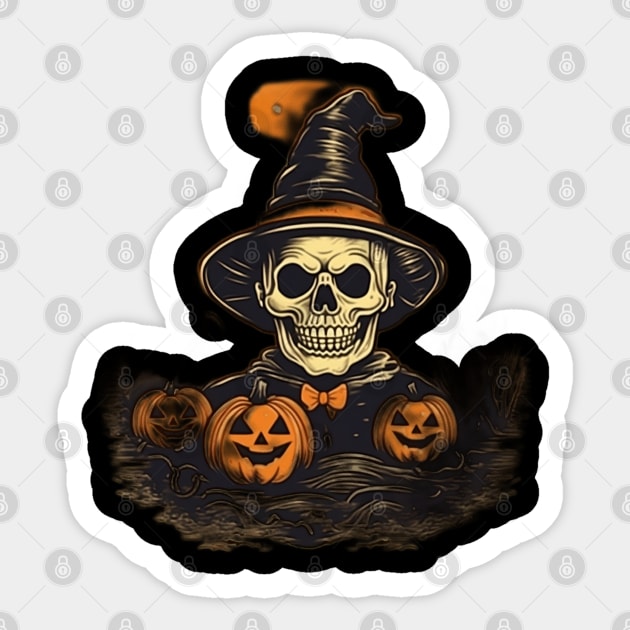 Monster Mash, Vintage Ghost Halloween, Skeleton, Retro Fall, Skull, Happy Halloween Day Happy Halloween Party Gift Sticker by Customo